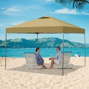 Ainfox 10 x 10 ft Pop up Canopy Tent, Instant Outdoor Canopies, Shade Tents with Carrying Bag,Brown